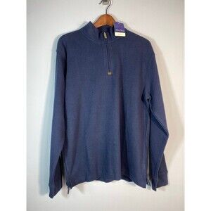 Alan Flusser Classic Men’s Quarter Zip Pullover Navy Blue Size L NWT